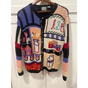Vintage IVY  Knit Cardigan Sweater Cottage core Teacher Schoolhouse Size S RaRE